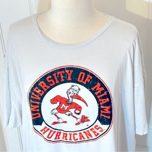 Retro Brand Unisex University of Miami Hurricanes  White Logo Tee Size XXL